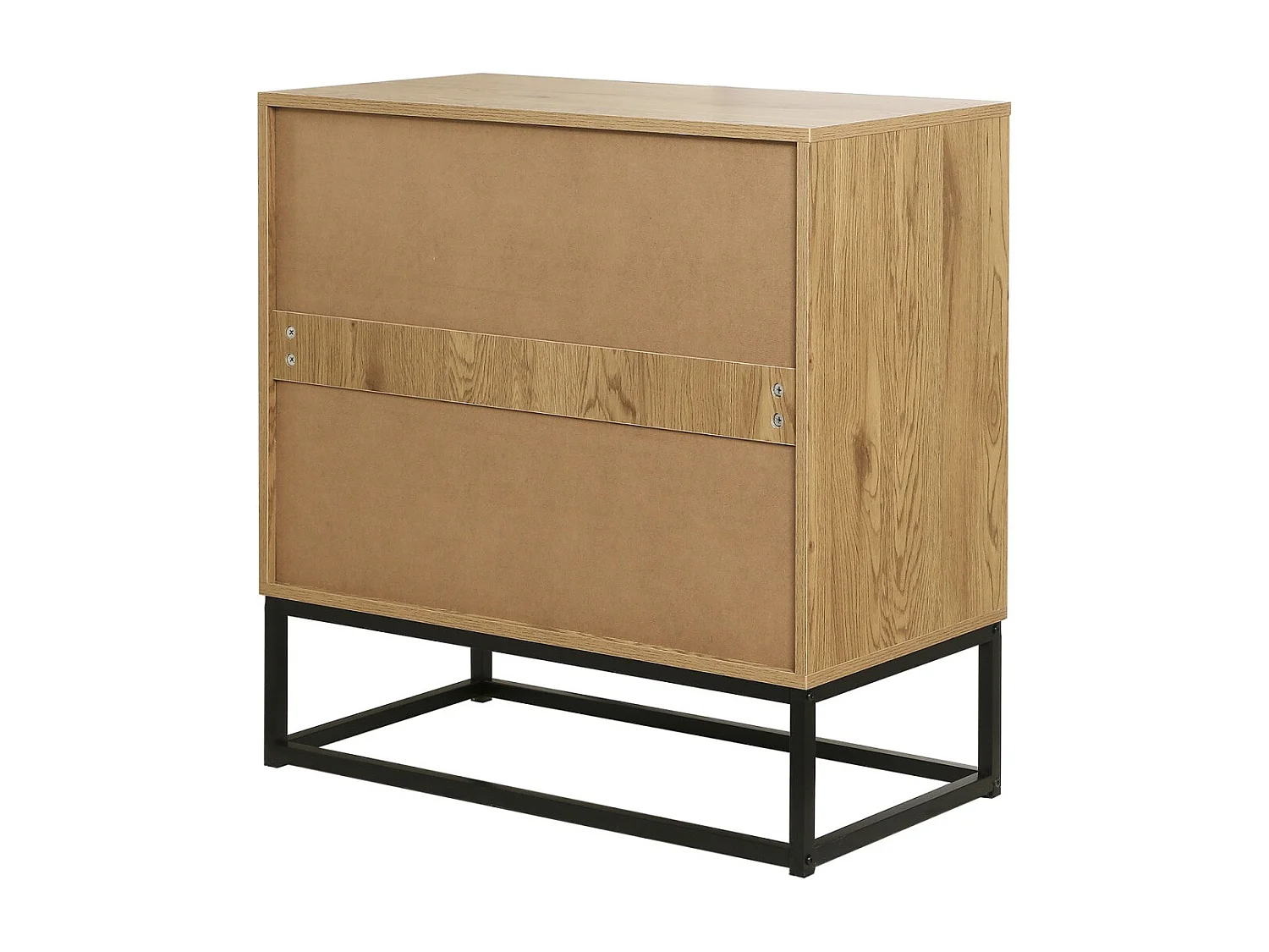 Commode Décor Chêne 3 Tiroirs Piétement Métal - JILL