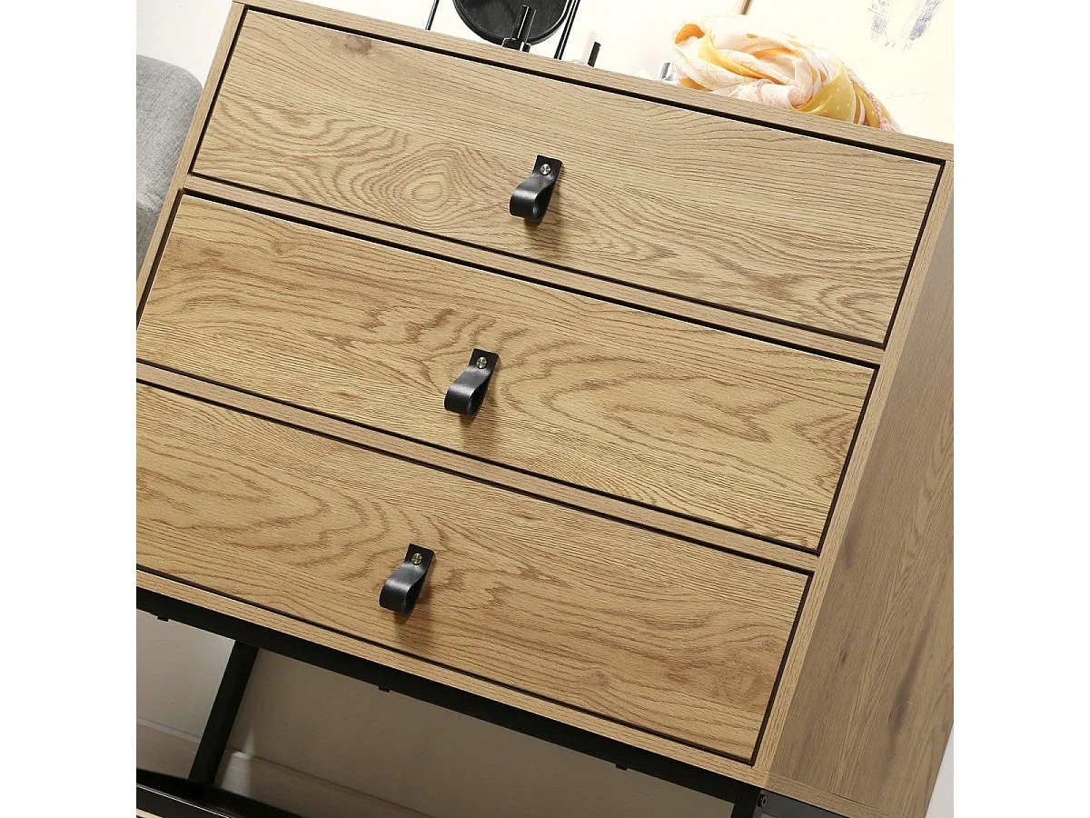 Komoda 3-szufladowa Oak Decor z metalowymi nogami - JILL