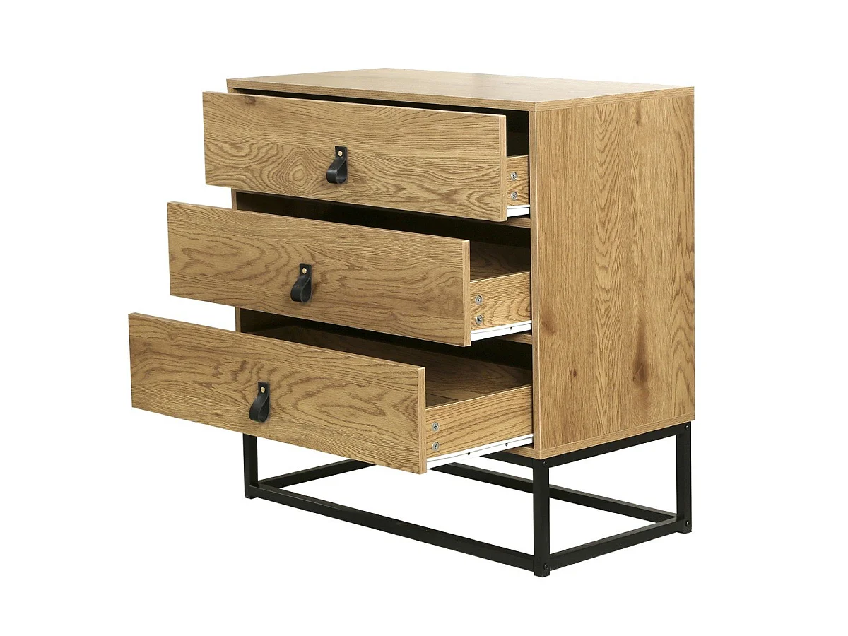 Komoda 3-szufladowa Oak Decor z metalowymi nogami - JILL