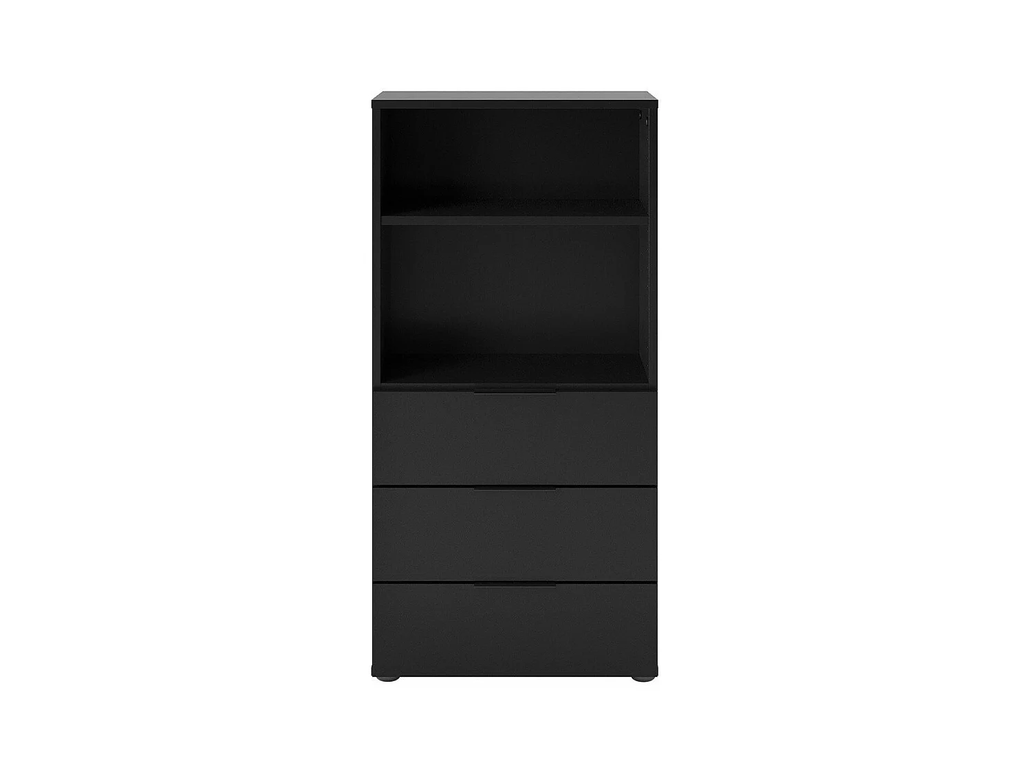 Commode 3 Tiroirs 2 Niches Ouvertes Noir L50 cm - Dark