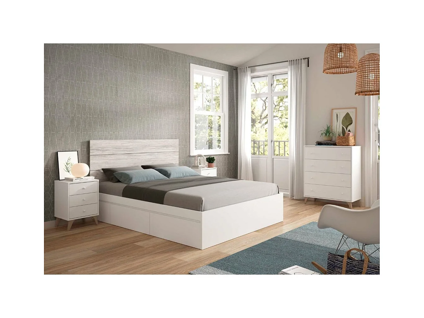 Cómoda 4 cajones aglomerado blanco 95x77.5x40cm