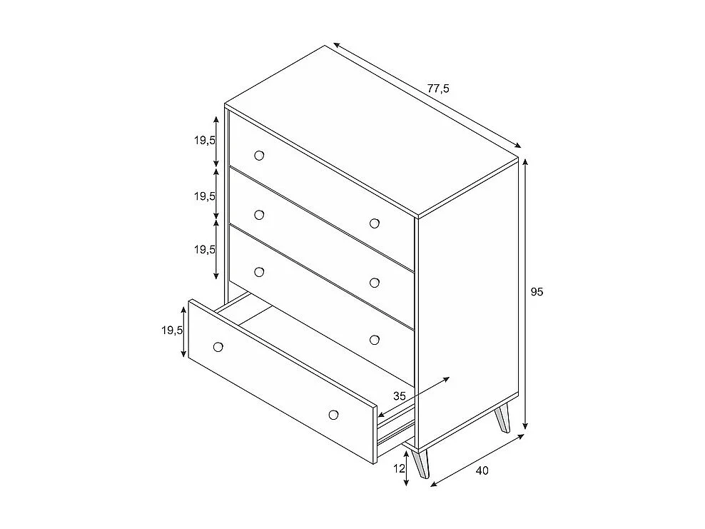 Commode 4 tiroirs Sweet - L95 cm