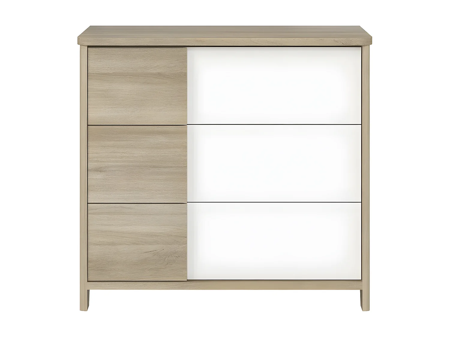 Cómoda de 3 cajones Sacha Roble del Bocage - Fabricación Francesa