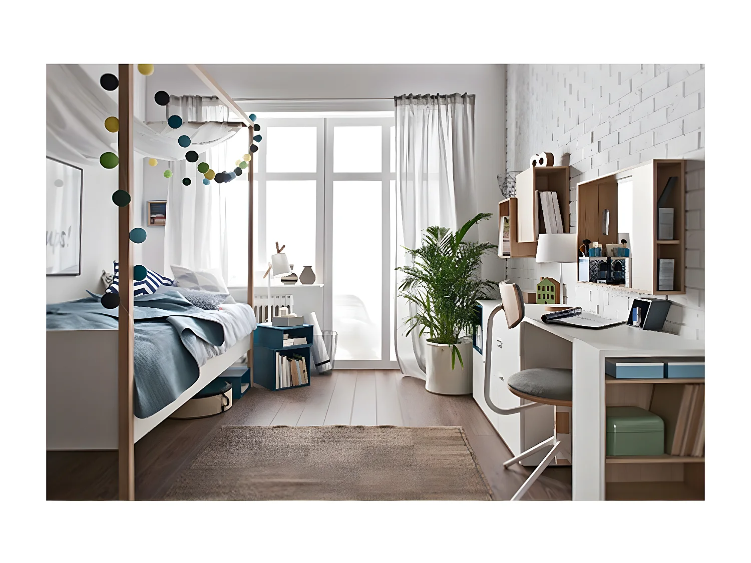 Design commode 3 laden en 1 deur L120 cm - 4YOU