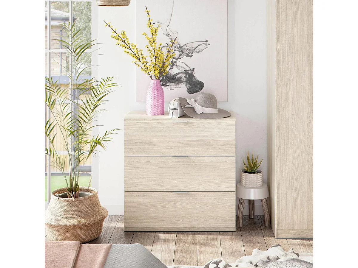 Cómoda Danny 3 gavetas (Carvalho Claro)