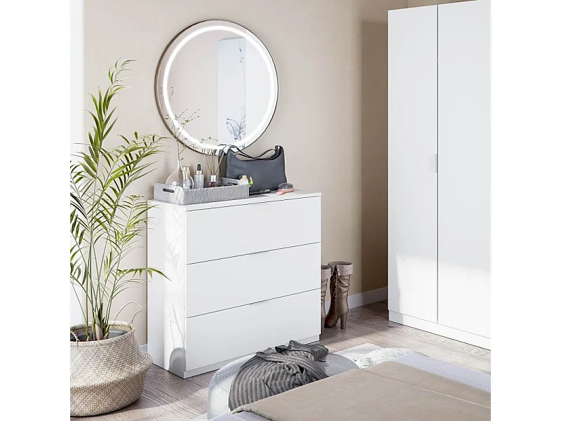 Cómoda 3 gavetas aglomerado branco 80x70x38cm