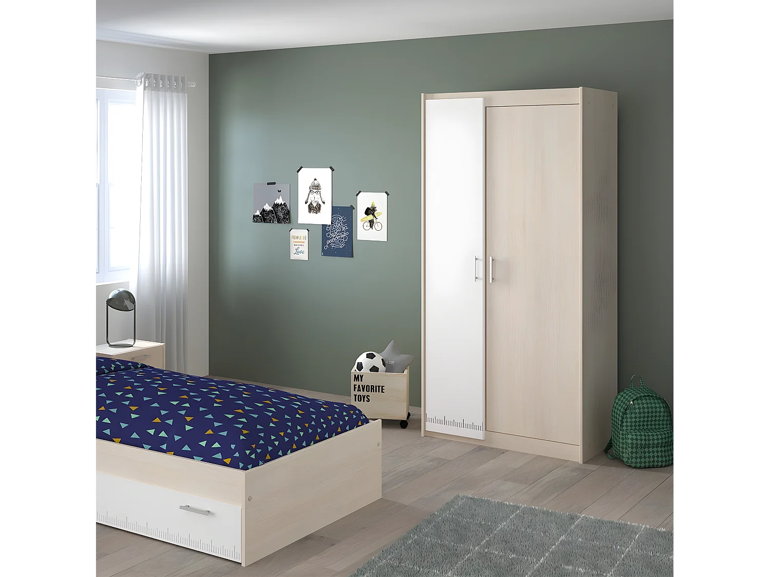 Armoire Enfant 2 Portes avec Penderies L85,2 cm - Charly