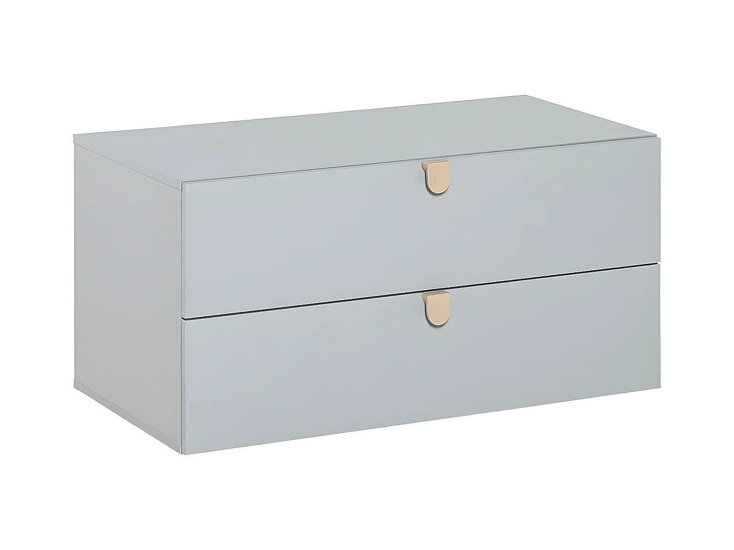 Commode Grise 2 Tiroirs avec Poignées Bois - Stige