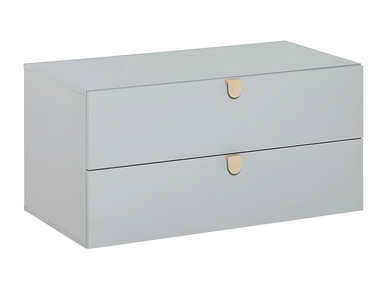 Comò Grigio 2 Cassetti con Maniglie in Legno - Stige