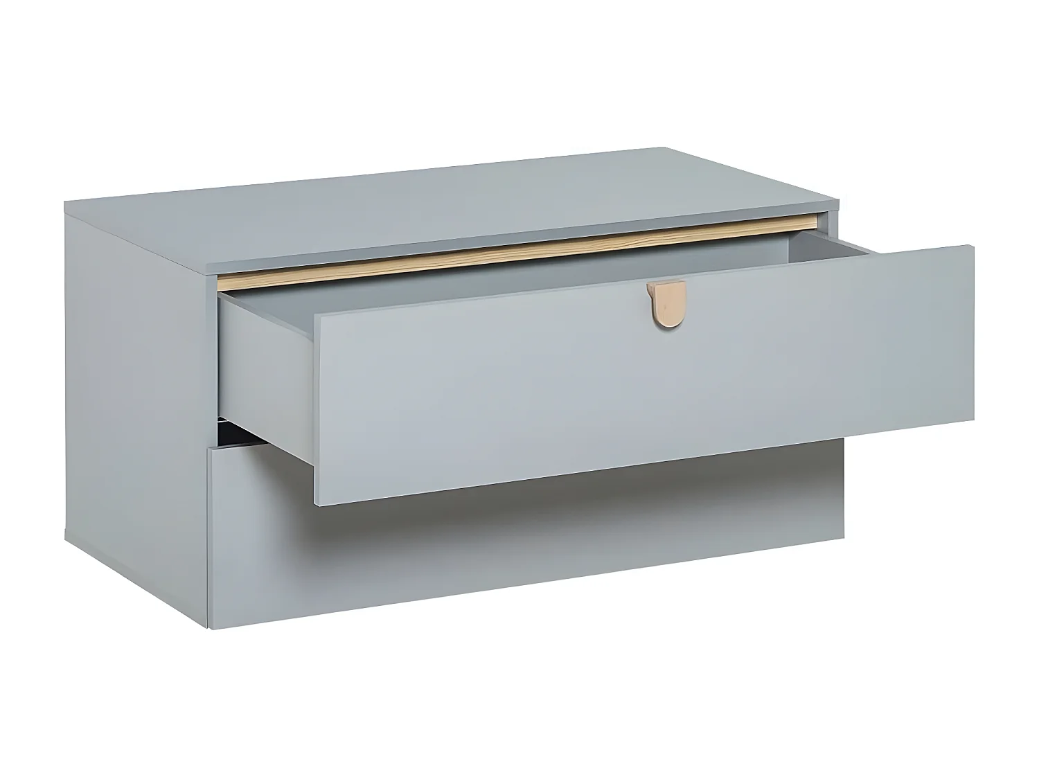 Comò Grigio 2 Cassetti con Maniglie in Legno - Stige