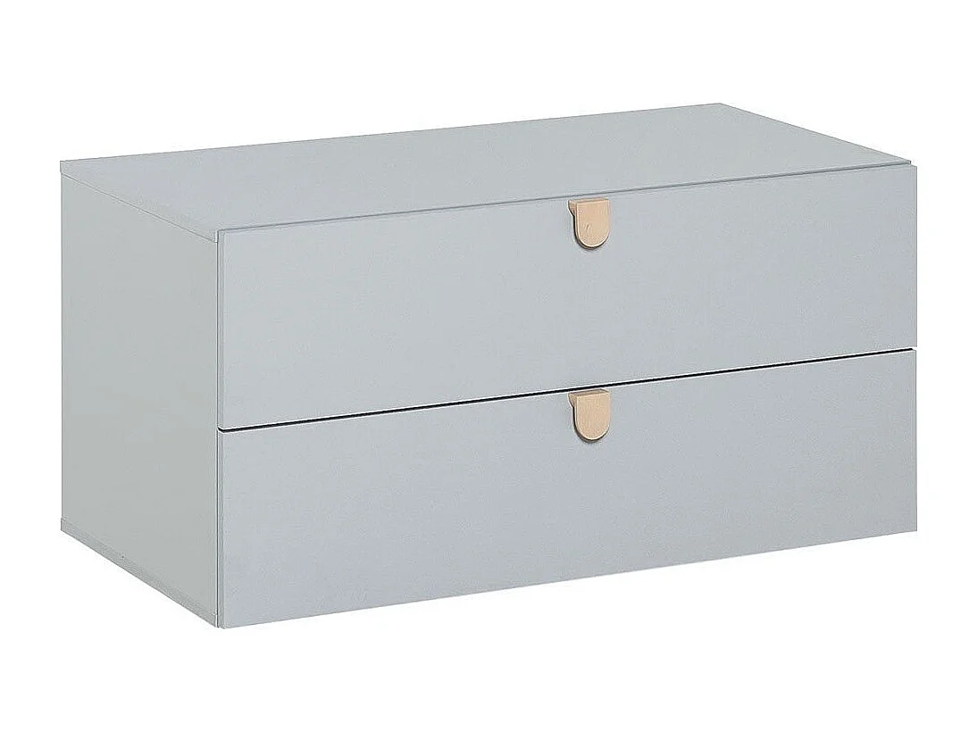 Szara komoda z 2 szufladami i drewnianymi uchwytami - Stige