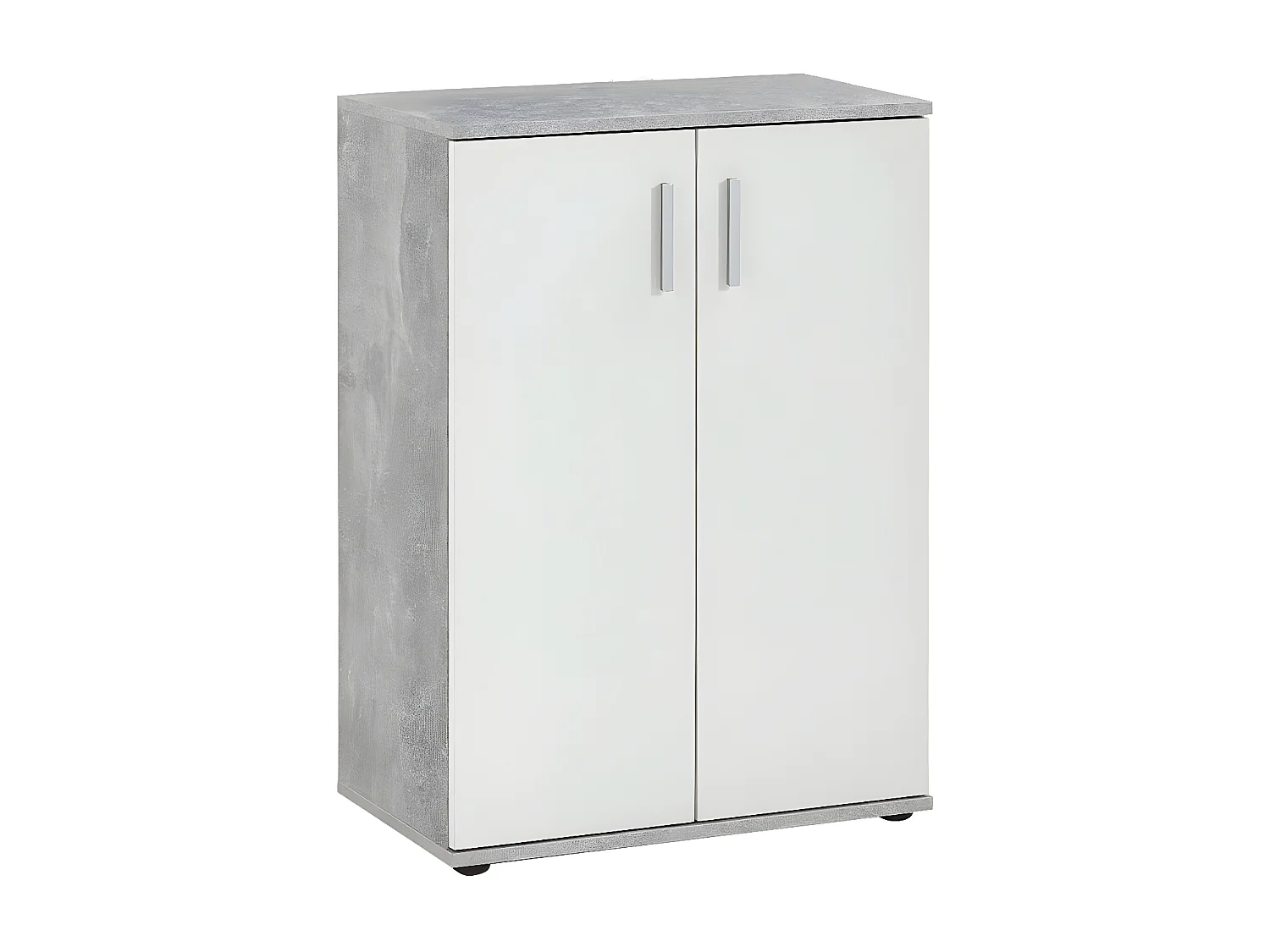 Commode avec 2 Portes L60 cm Béton et Blanc - Albi