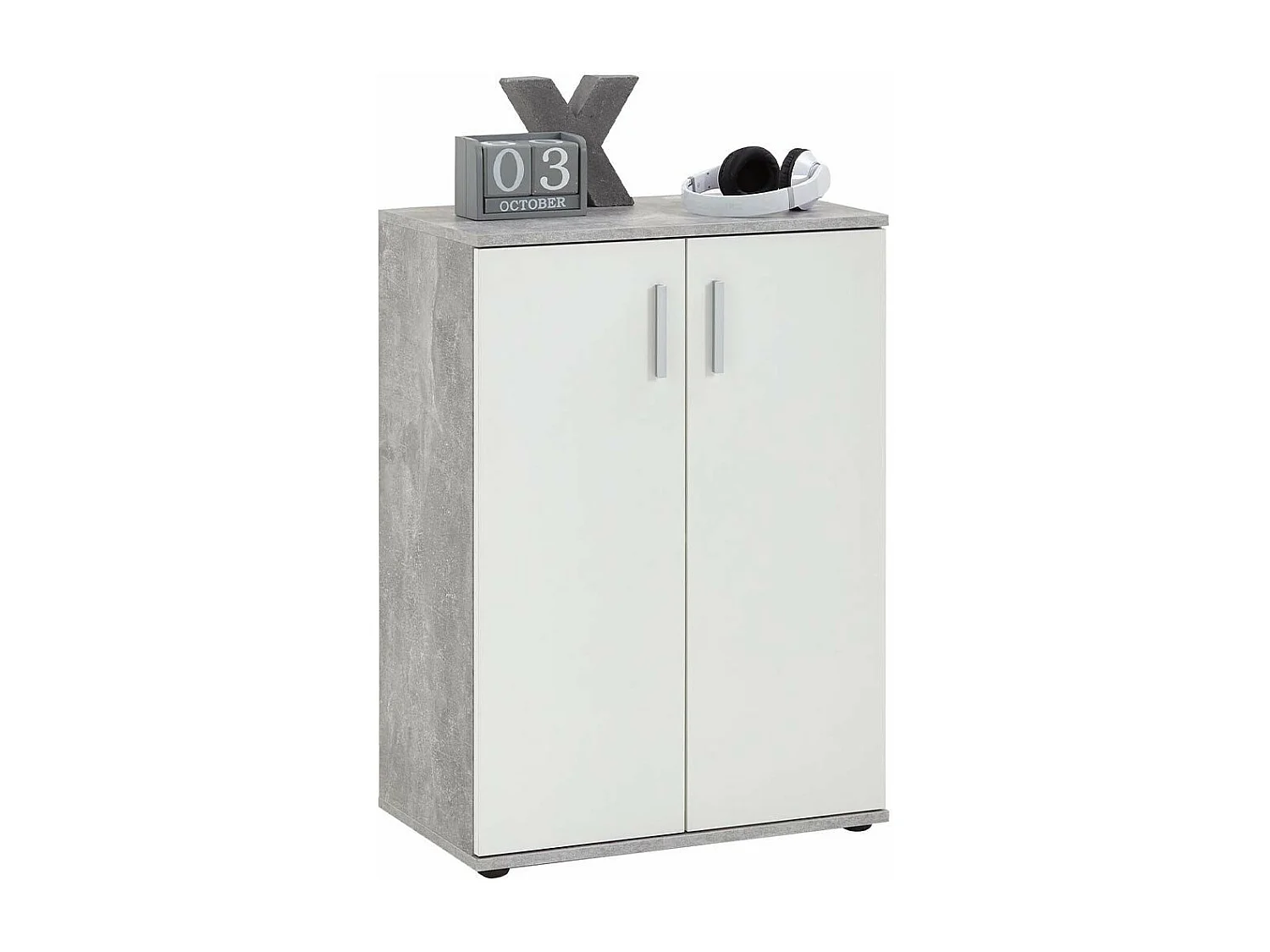 Kast met 2 deuren wit en grijs