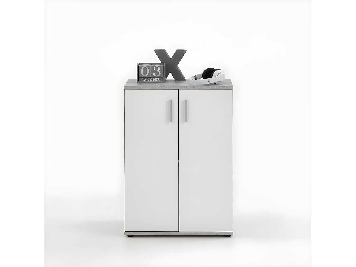 Kast met 2 deuren wit en grijs