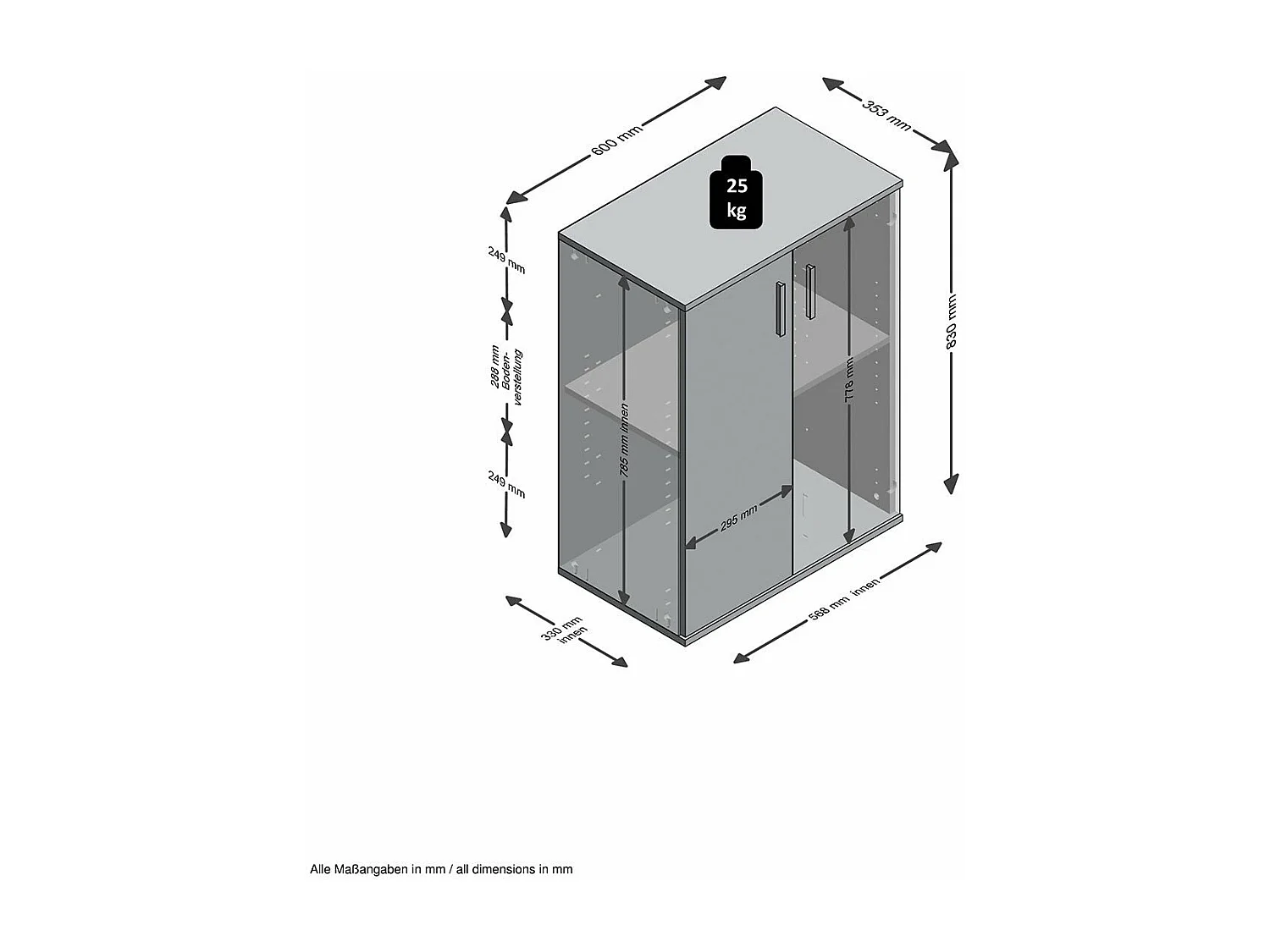 Kast met 2 deuren wit en grijs