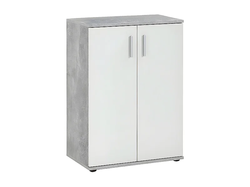 Commode avec 2 Portes L60 cm Béton et Blanc - Albi