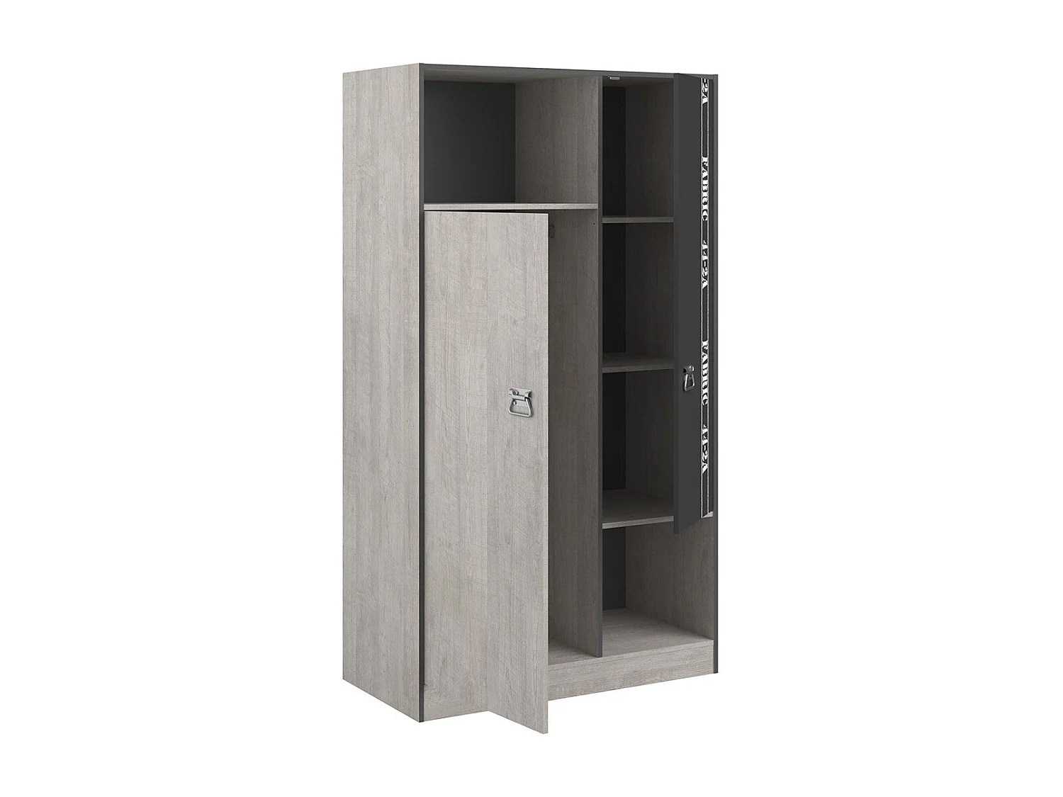 Armadio 2 ante con guardaroba stile Loft L101.4 cm - Tessuto