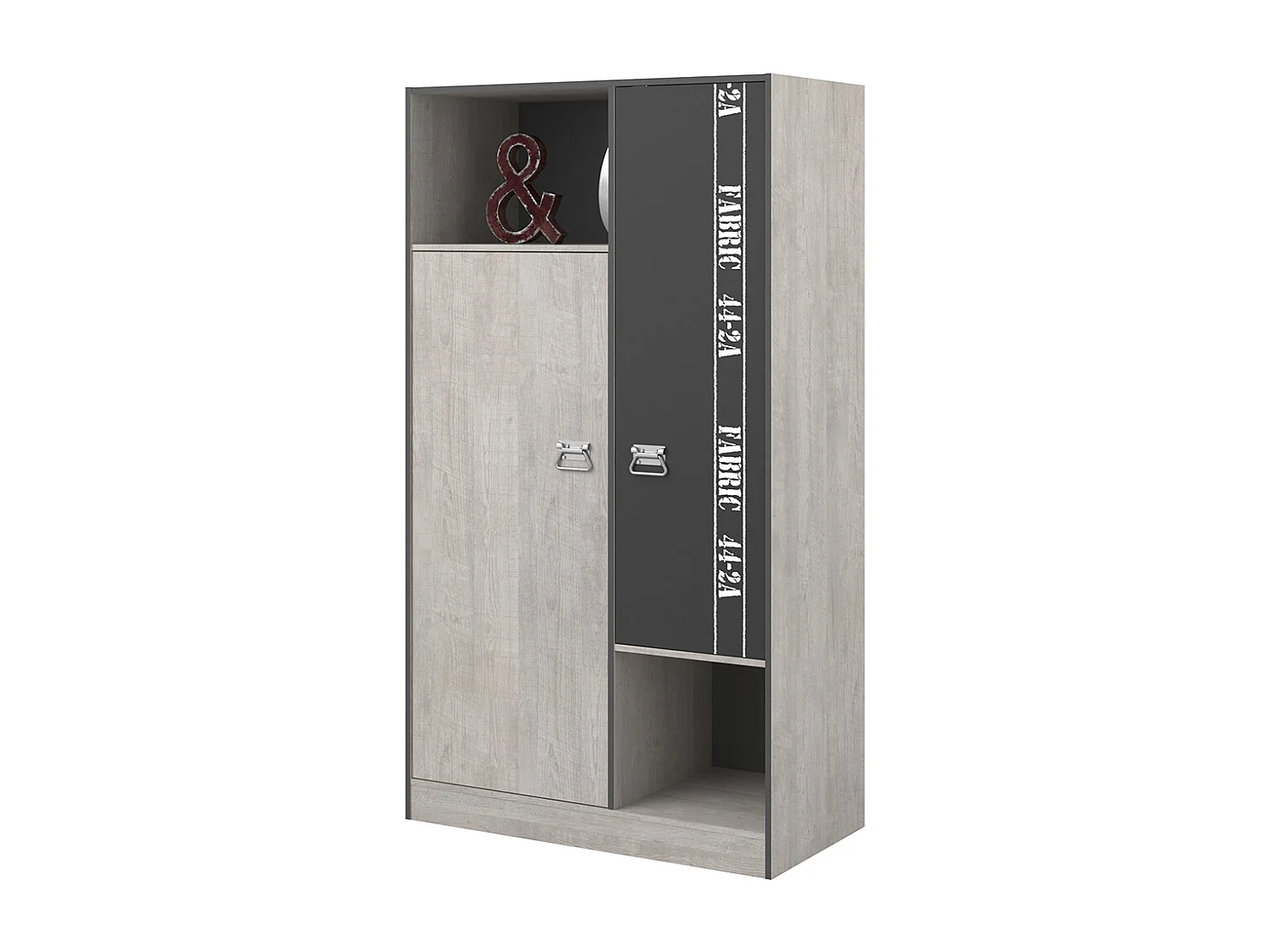 Armadio 2 ante con guardaroba stile Loft L101.4 cm - Tessuto