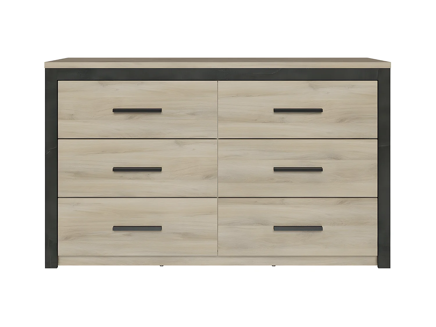 Comò 6 cassetti in rovere e nero L129 cm - Colorado