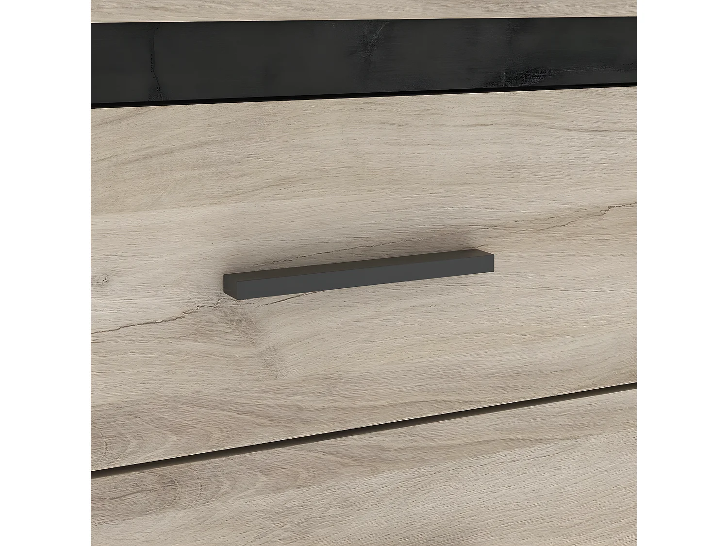 Kommode mit 6 Schubladen, Eiche und Schwarz Dekor L129 cm - Colorado