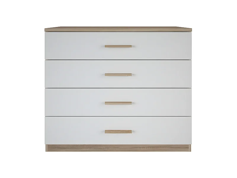 Kommode mit 4 Schubladen Holz- und Weißdekor L100 cm - Selena
