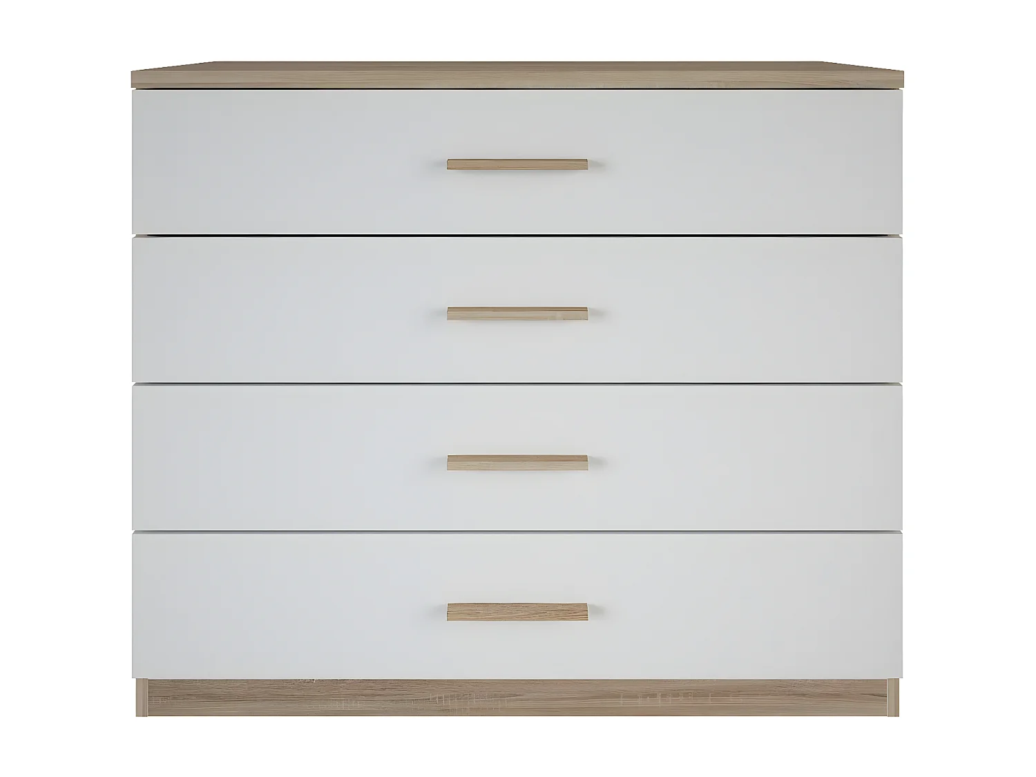 Commode 4 Tiroirs Décor Bois et Blanc L100 cm - Selena