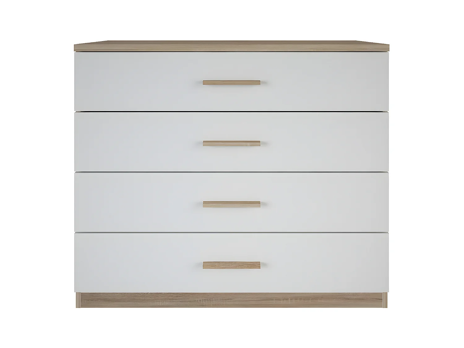 Kommode mit 4 Schubladen Holz- und Weißdekor L100 cm - Selena