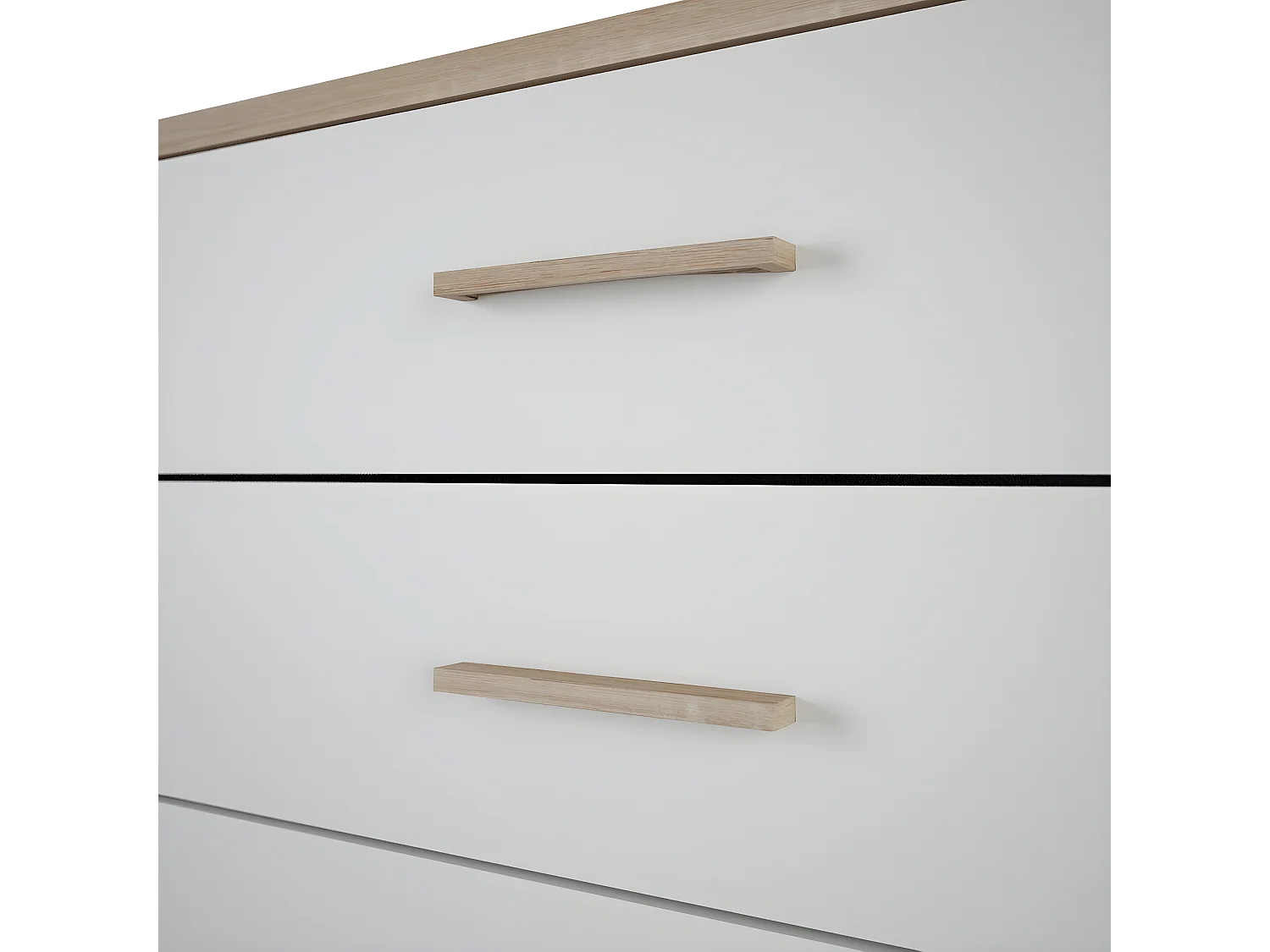 Commode 4 Tiroirs Décor Bois et Blanc L100 cm - Selena