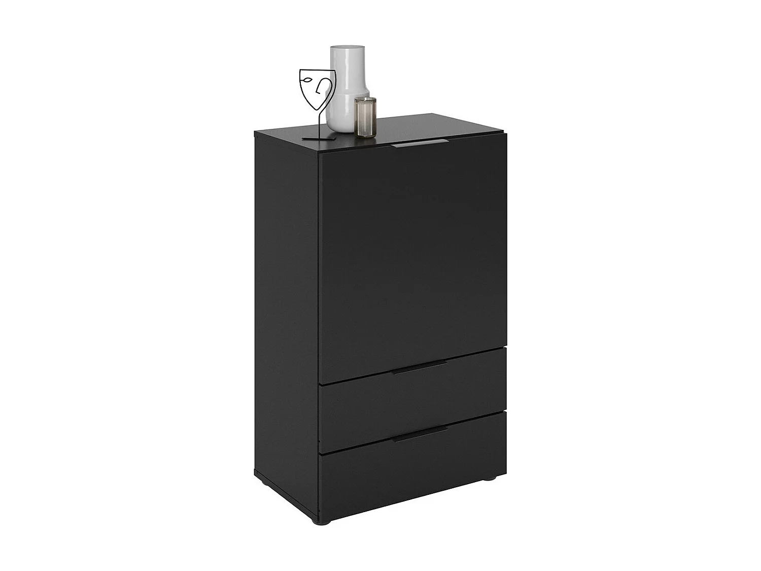 Commode 2 Tiroirs et 1 Porte avec Étagère L49.7cm - Dark