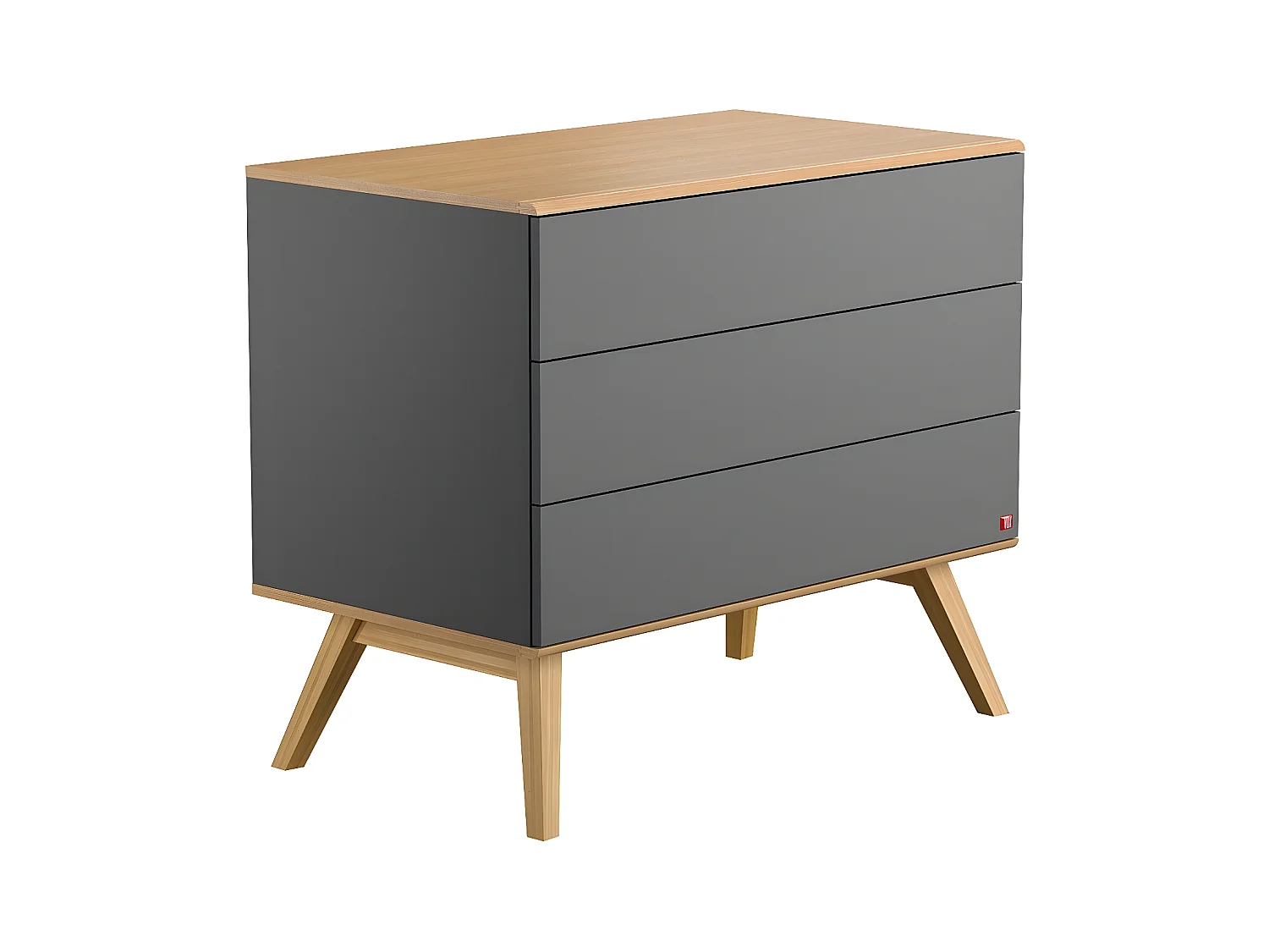 Commode 3 Tiroirs avec Piétement en Chêne L100 cm - Nature