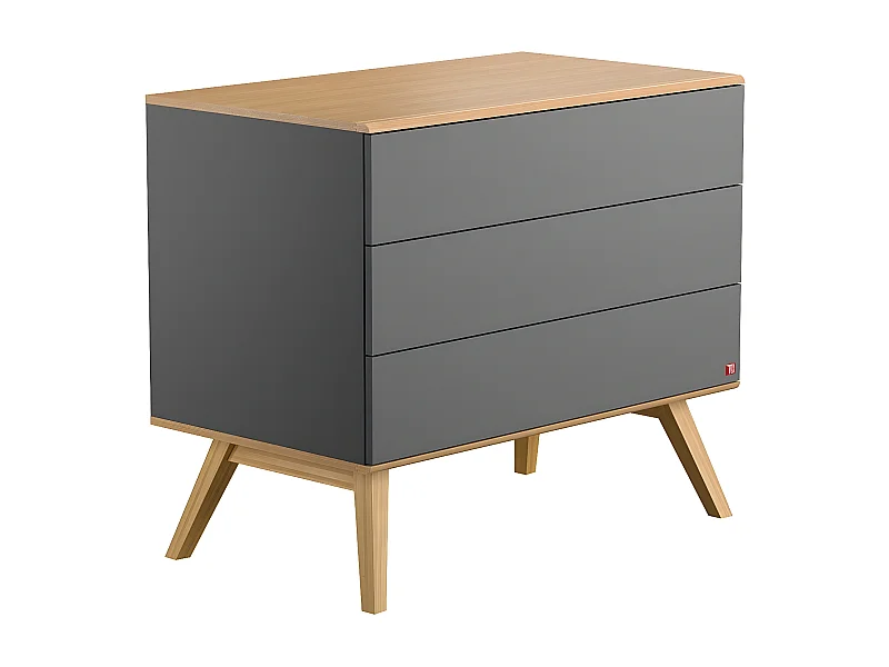 Commode 3 Tiroirs avec Piétement en Chêne L100 cm - Nature