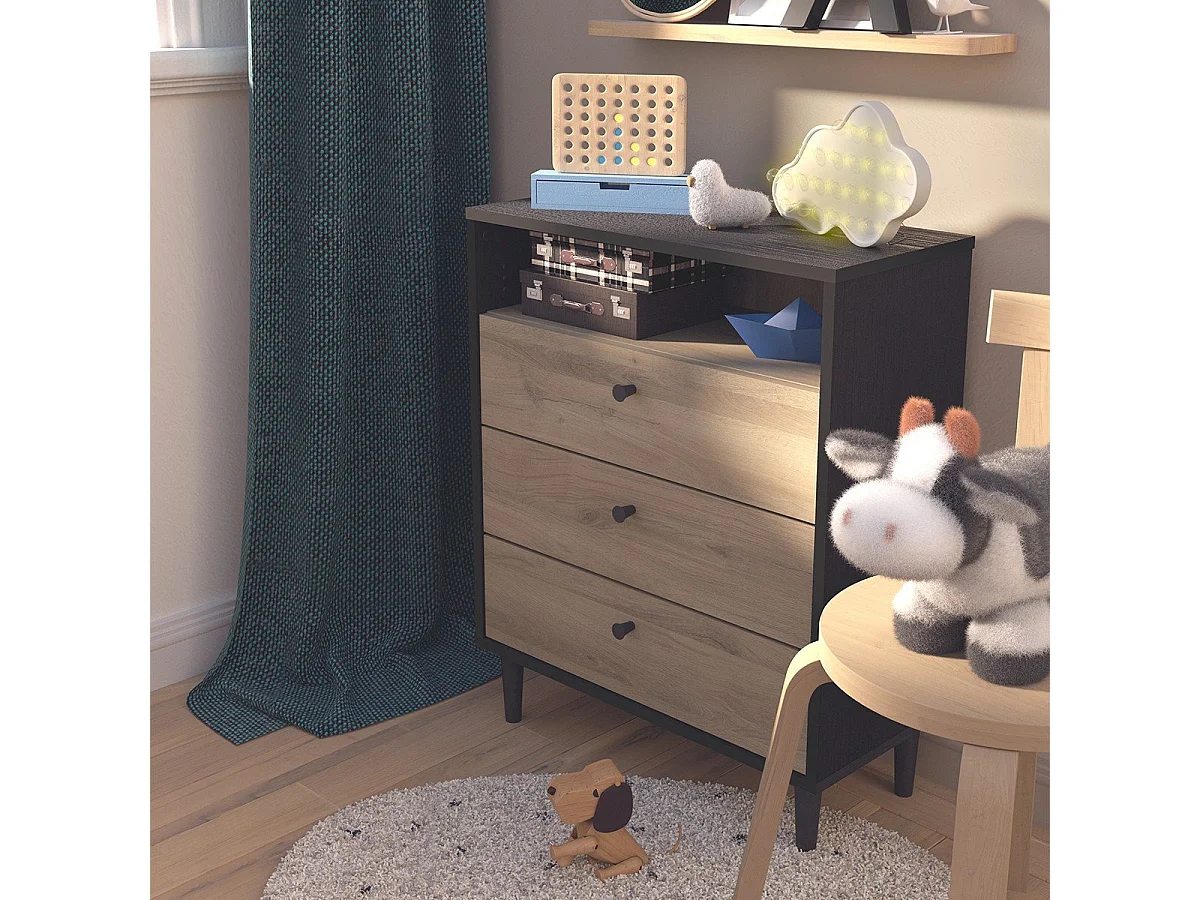 Cómoda de 3 cajones con 1 compartimiento L61cm Arty - Fabricación francesa