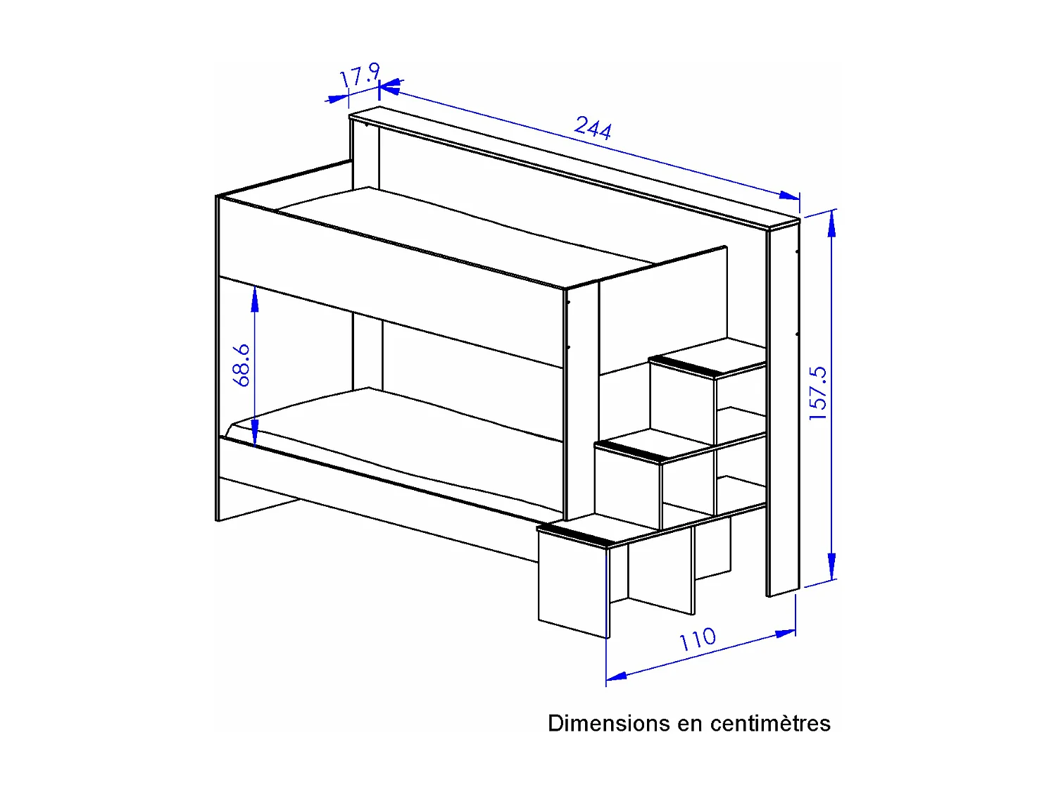 Lits superposés Teotea 90x200 - Fabrication Française
