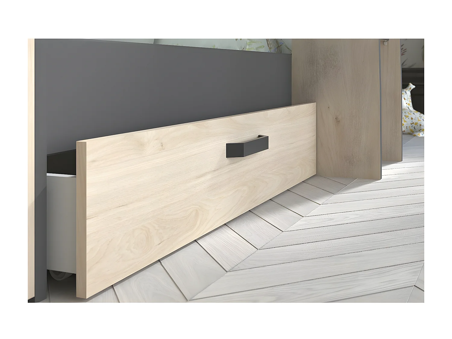 Etagenbett Eiche- und Graudekor mit Stauraum 90x200 - Stim