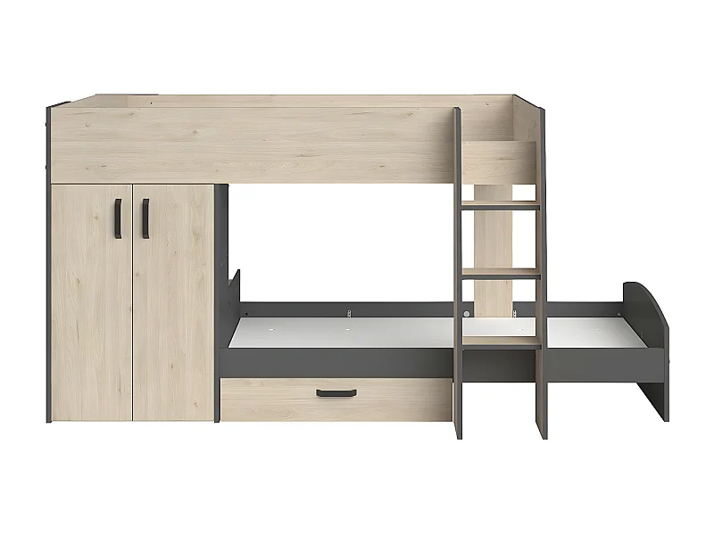 Etagenbett Eiche- und Graudekor mit Stauraum 90x200 - Stim