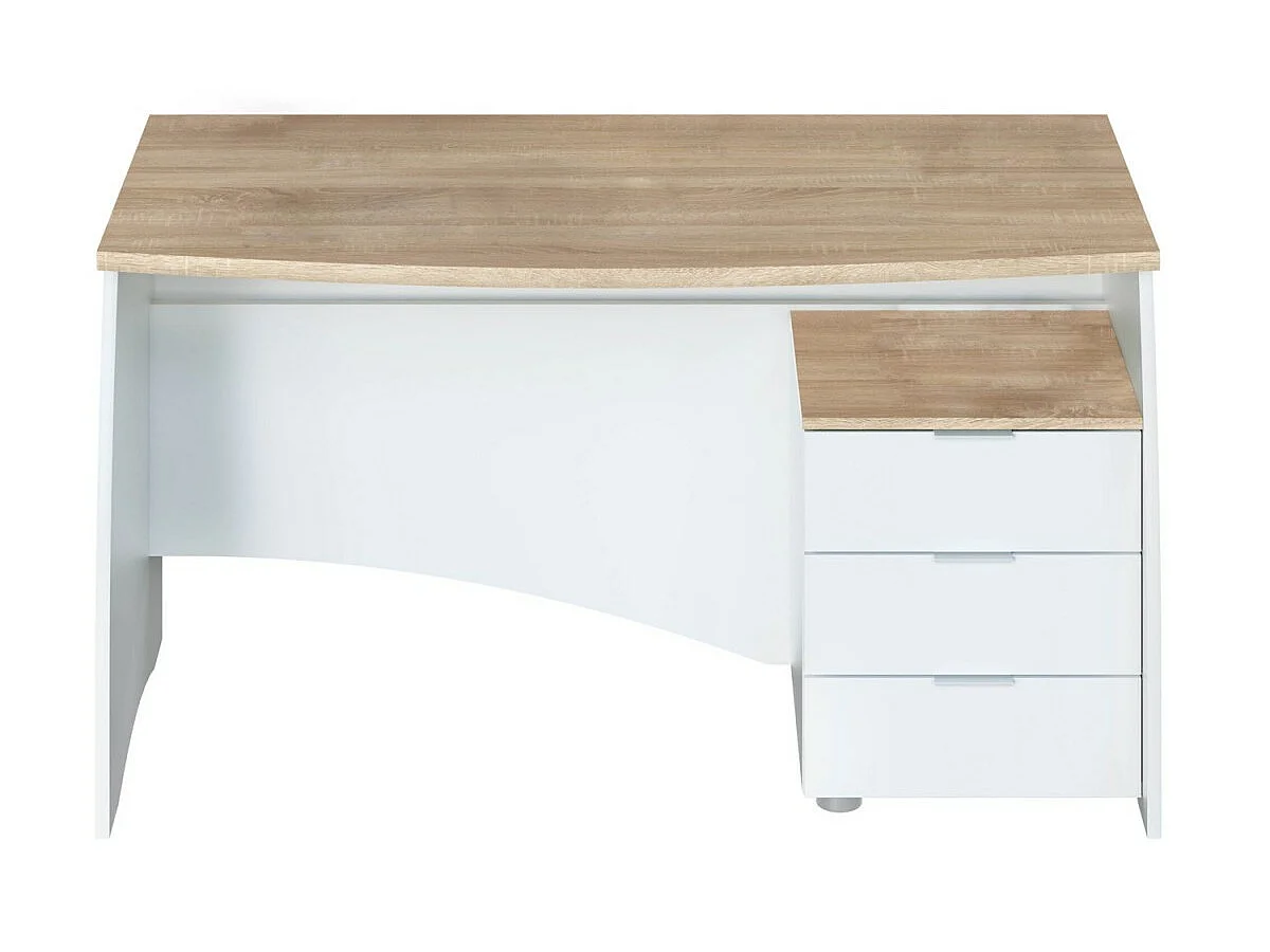 Secretária Stil Buc 3 gavetas Blanco Artik (Blanco Mate) - Roble Canadian