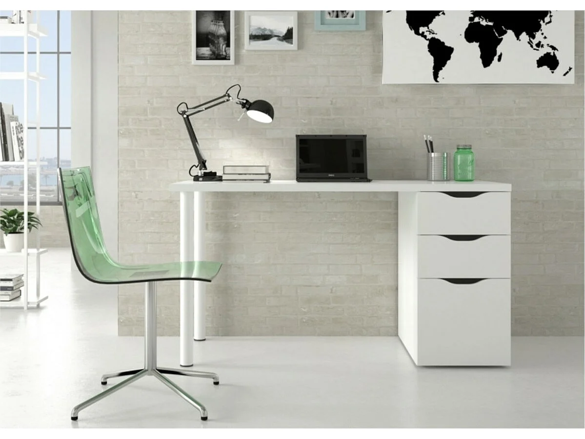 Bureau avec caisson 3 tiroirs L138 cm