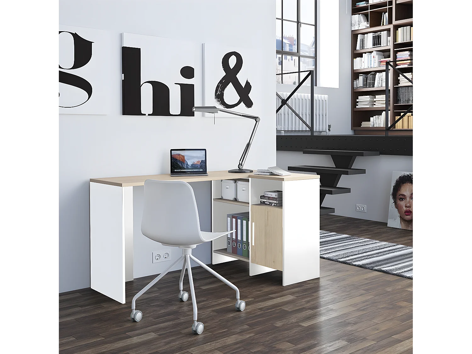 Bureau d'angle industriel Liverpool - Fabrication Française