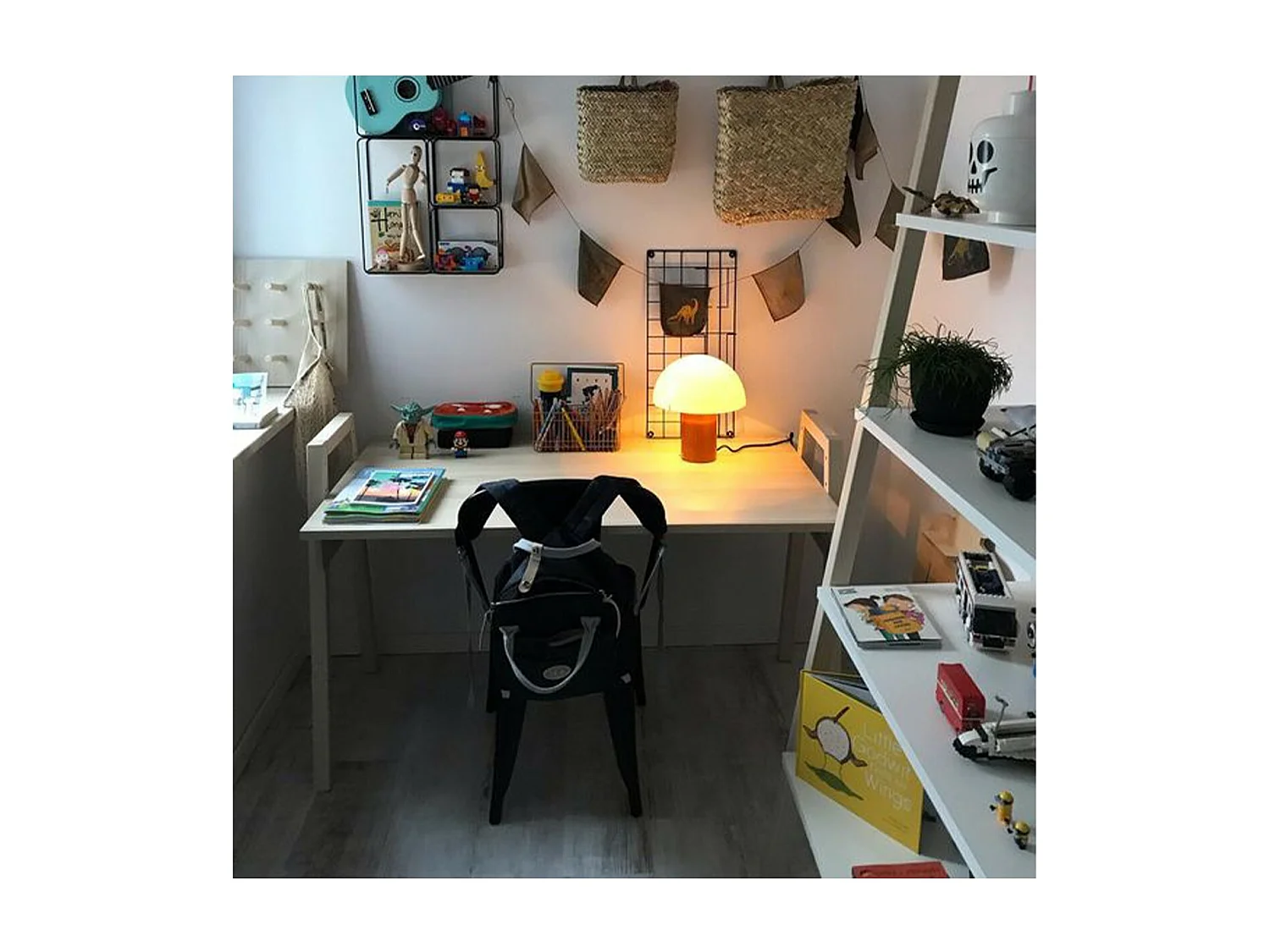 Bureau décor bois et pieds en chêne massif L128 cm - SPOT