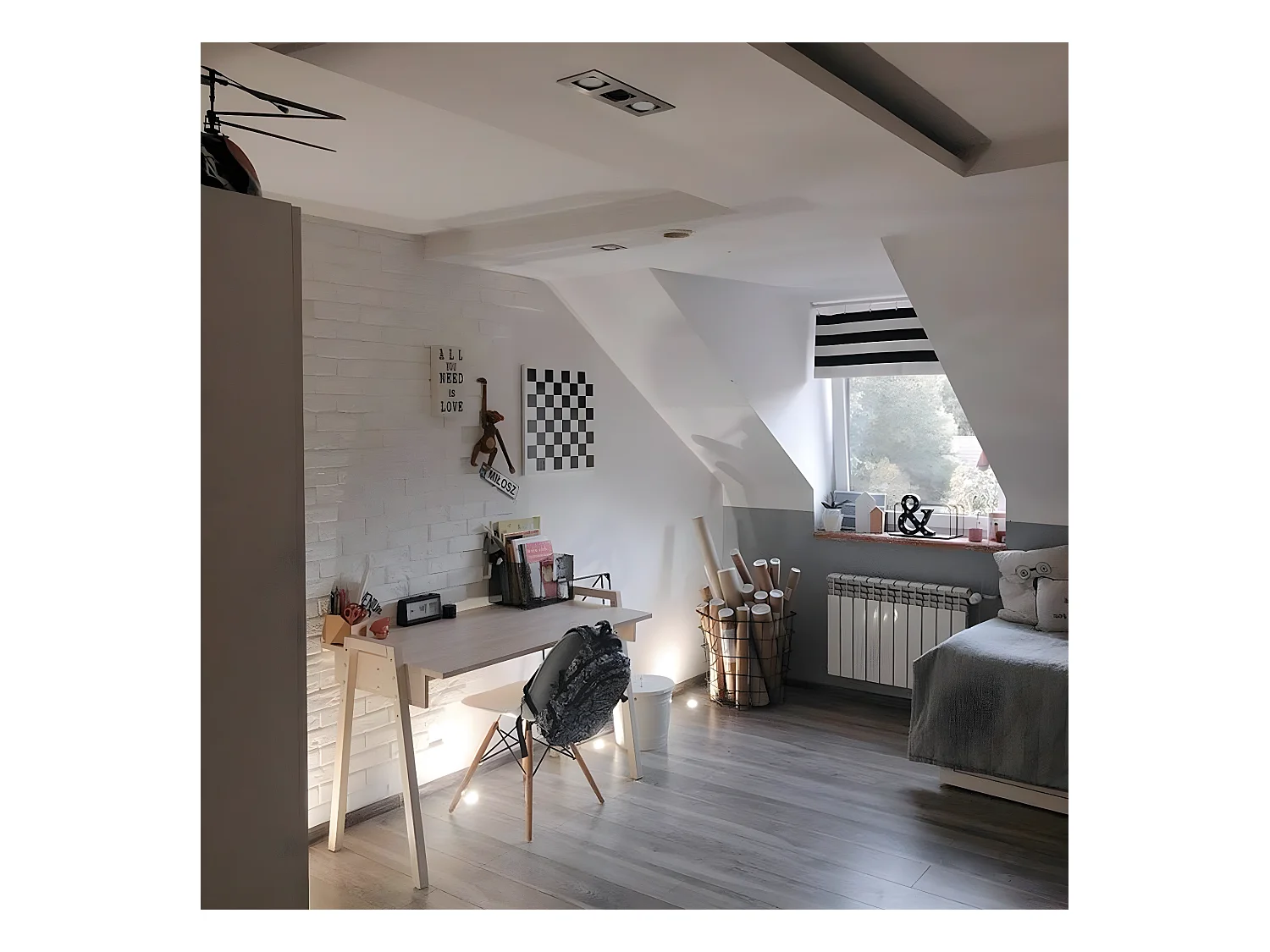 Bureau décor bois et pieds en chêne massif L128 cm - SPOT