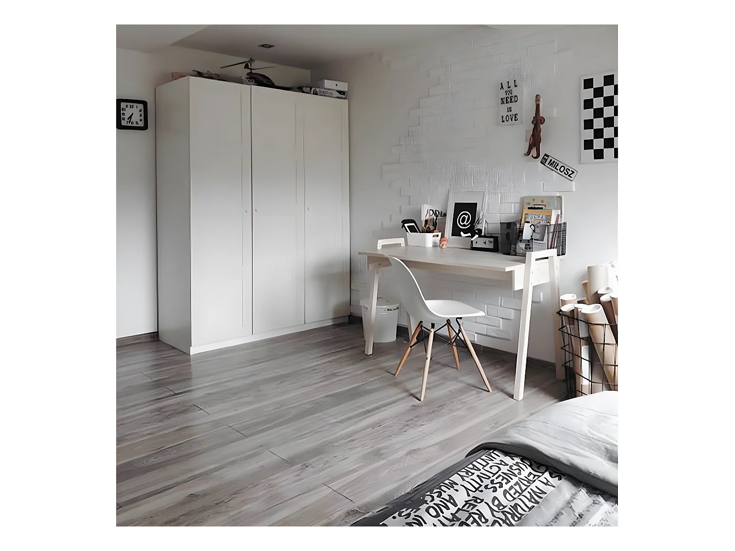 Bureau décor bois et pieds en chêne massif L128 cm - SPOT