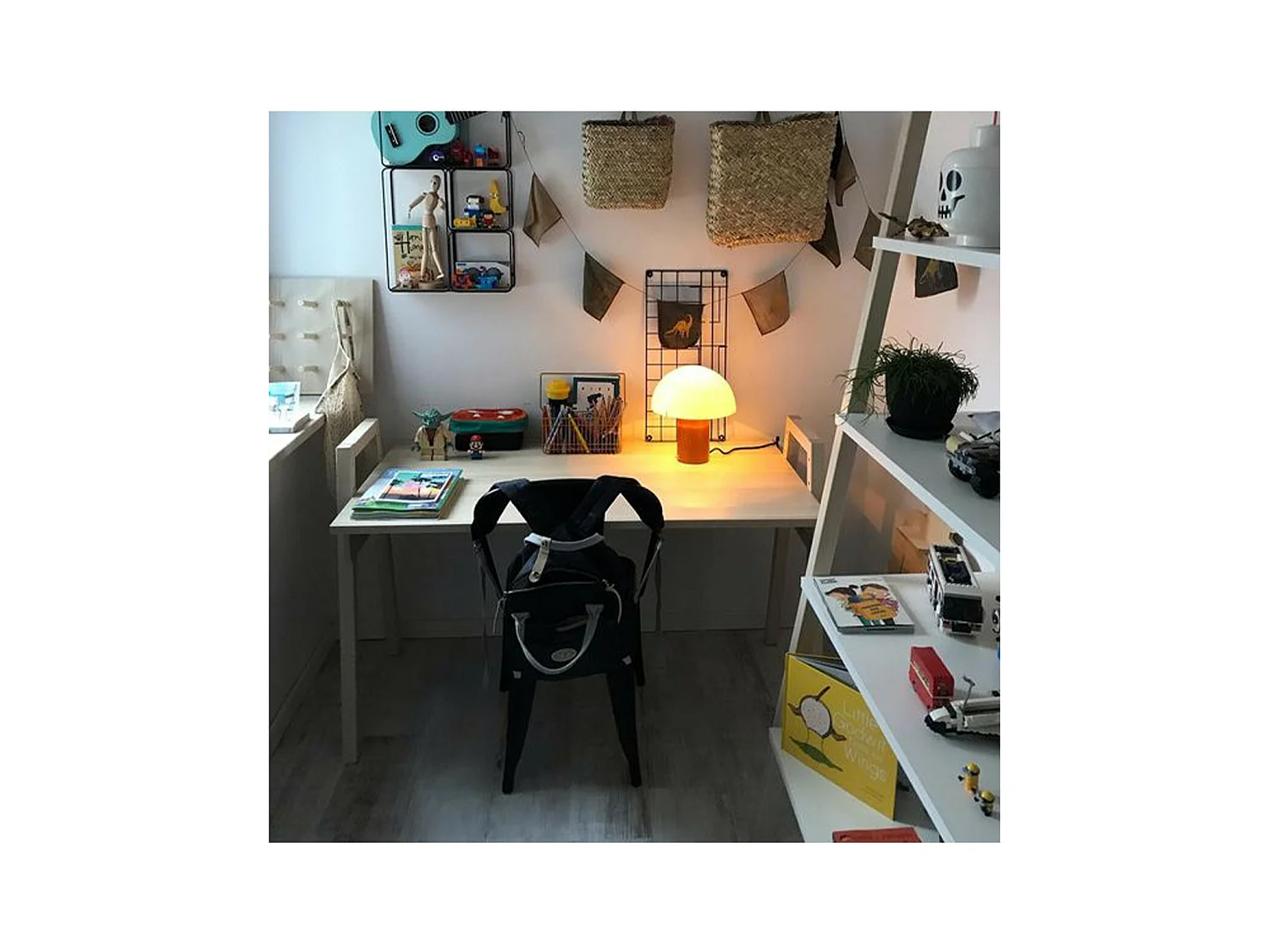 Bureau décor bois et pieds en chêne massif L128 cm - SPOT