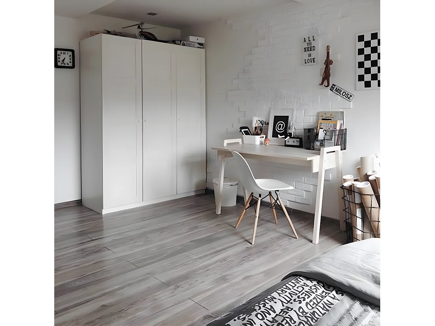 Bureau décor bois et pieds en chêne massif L128 cm - SPOT