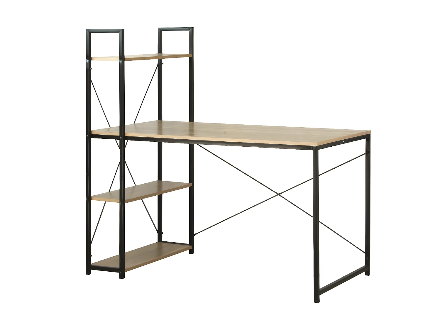 Bureau L120cm avec 4 étagères style industriel