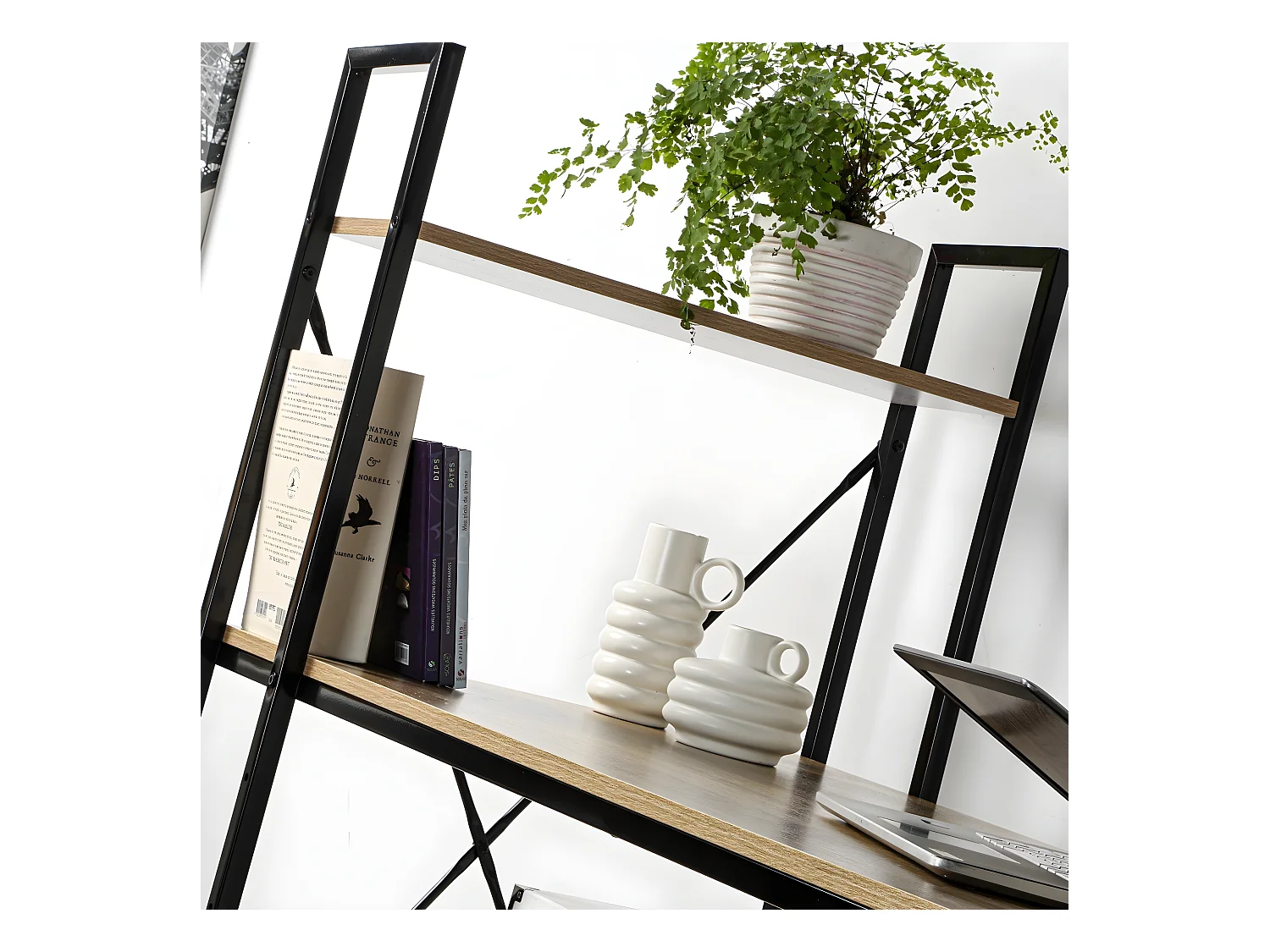 Bureau L120cm avec 4 étagères style industriel