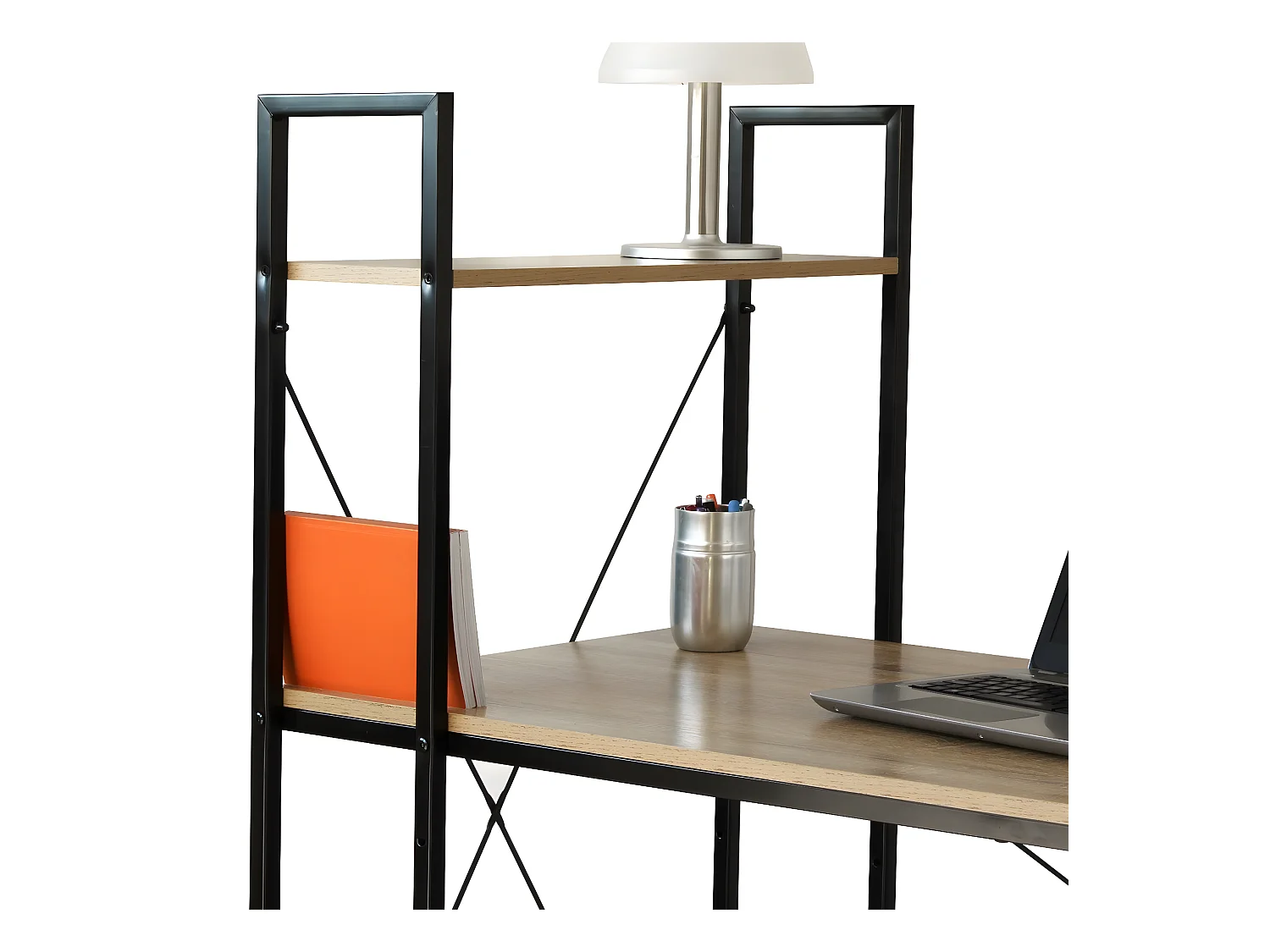 Bureau L120cm avec 4 étagères style industriel