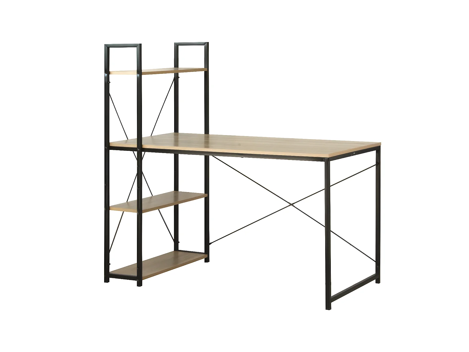 Bureau L120cm avec 4 étagères style industriel
