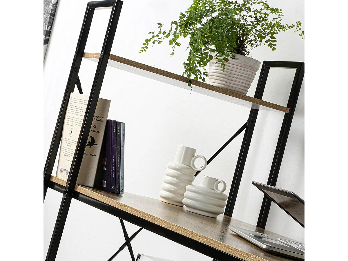 Bureau L120cm avec 4 étagères style industriel