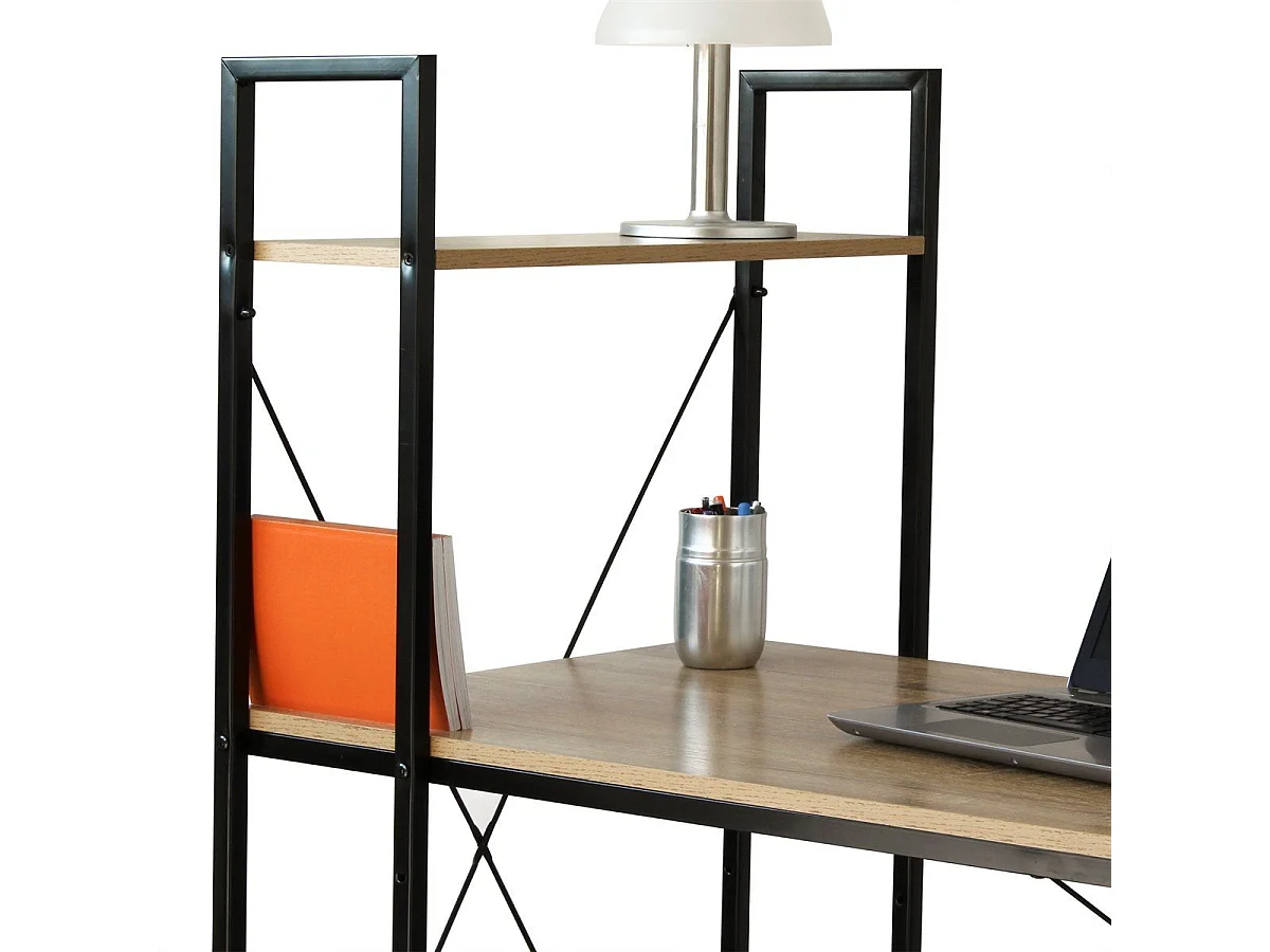 Bureau L120cm avec 4 étagères style industriel