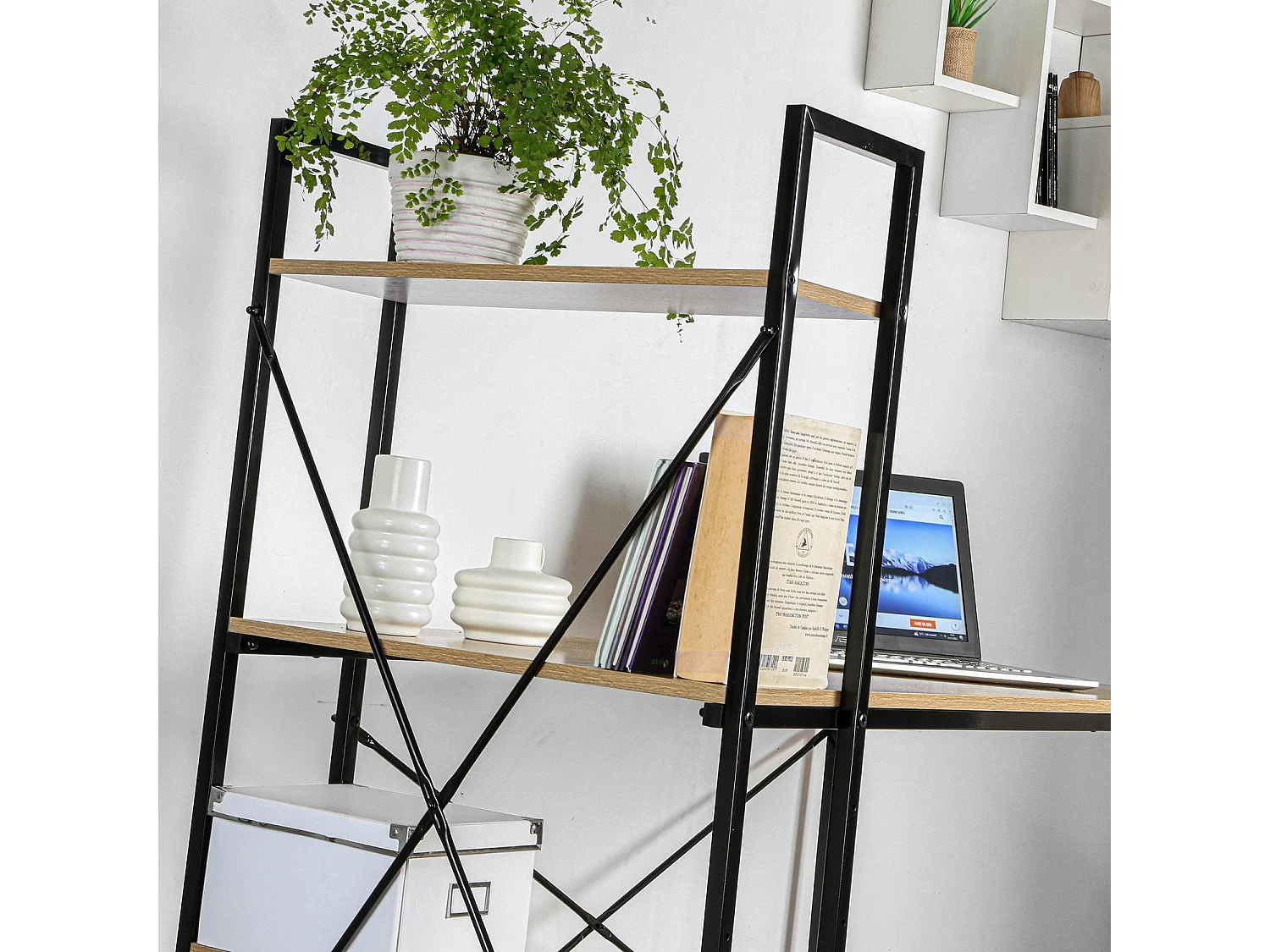 Bureau L120cm avec 4 étagères style industriel